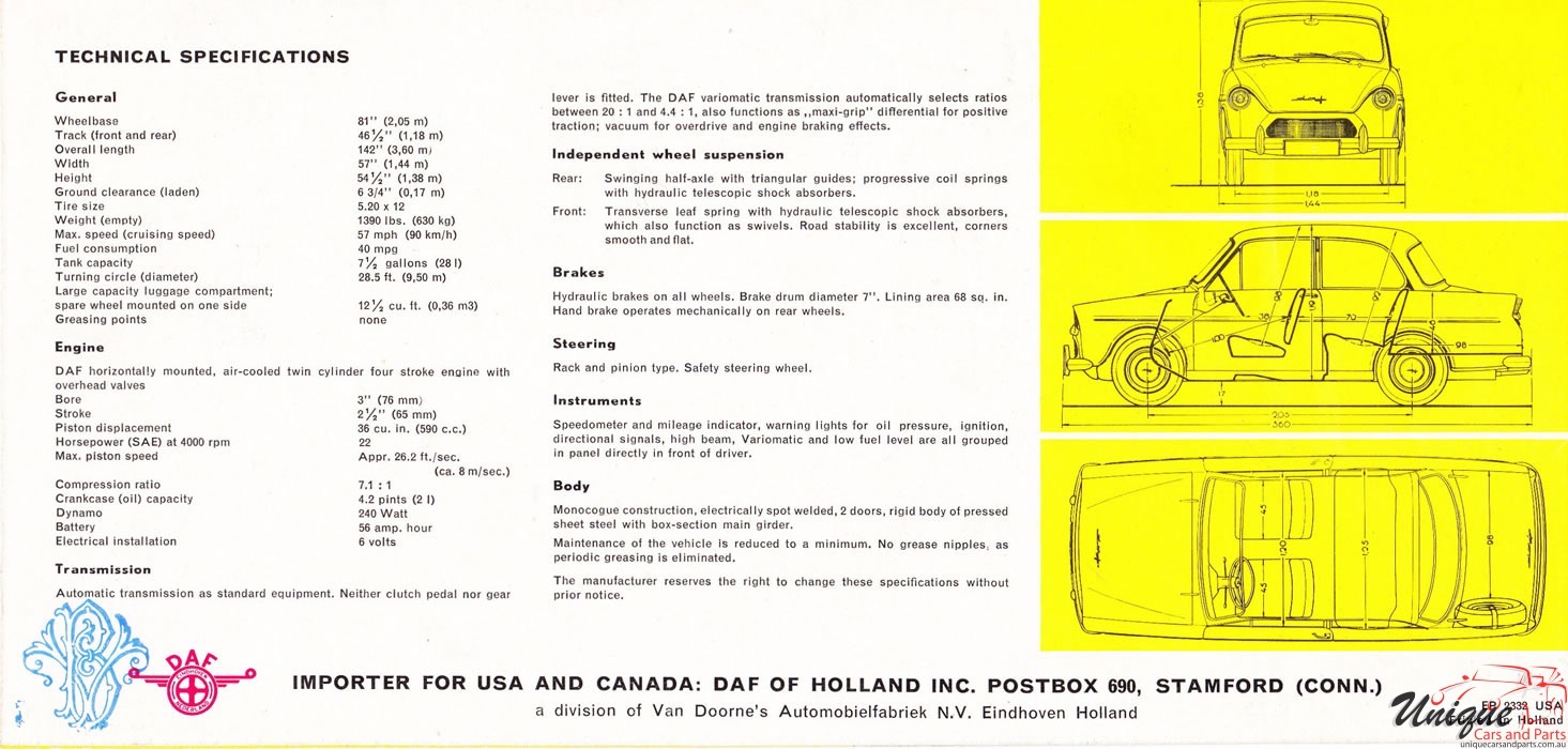 1961 DAF 600 USA Brochure Page 5